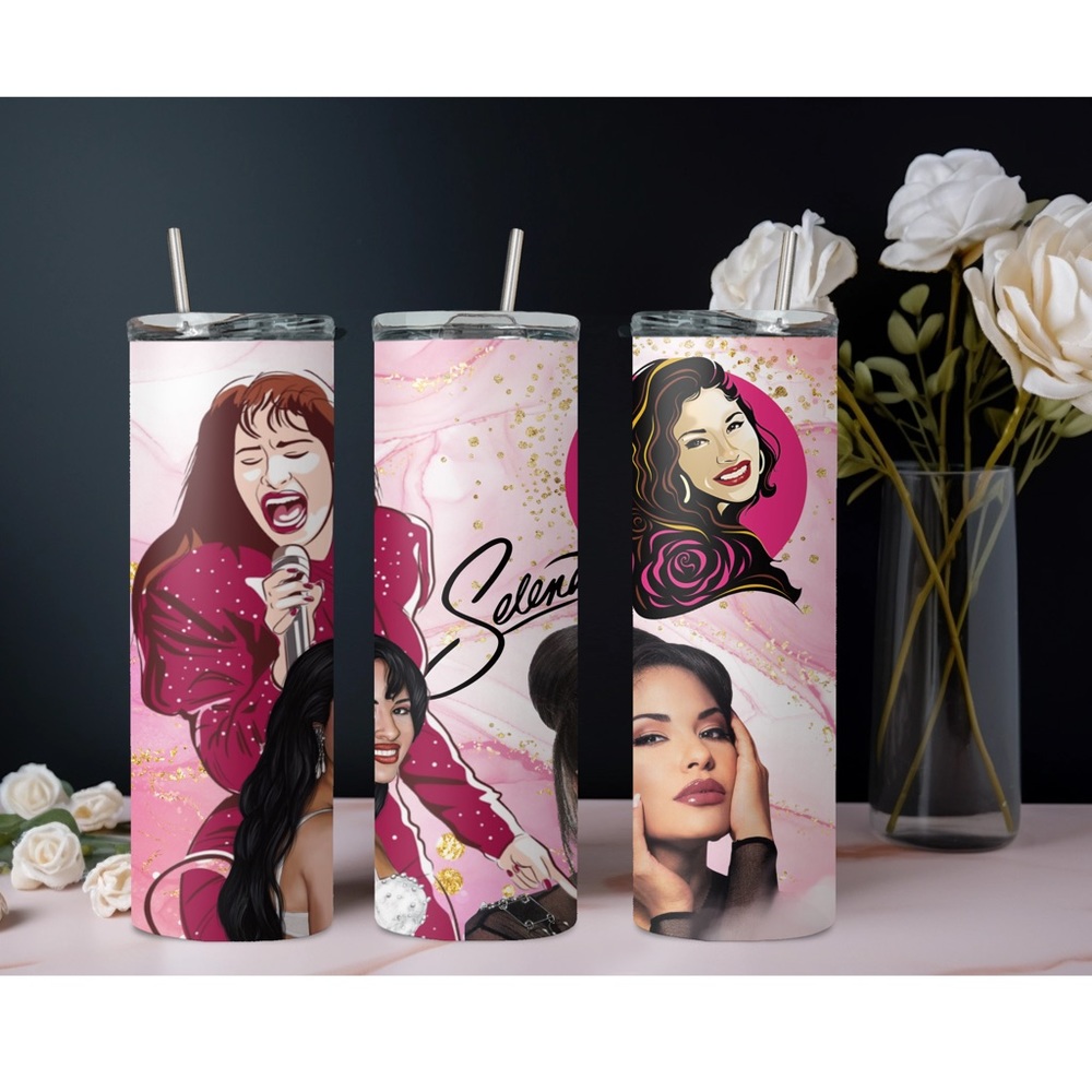 20oz Selena Quintanilla 5 image / pink background